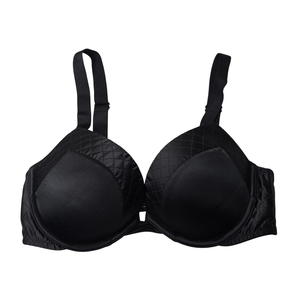 Victoria's Secret Bra Women 34C Black Very Sexy Push-Up Quilted Satin Underwire